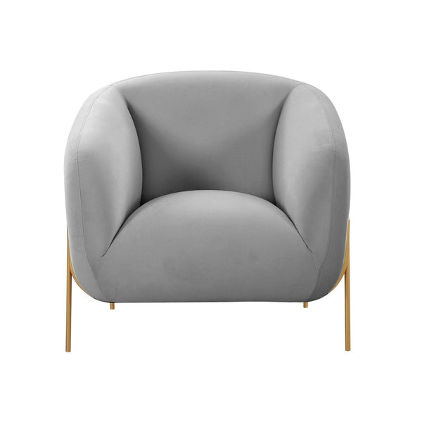 TOV Furniture Kandra Upholstered Accent Chair – Chic Modern Glamour with Plush Comfort and Elegant Gold Legs Grey TOV-IHS68628
