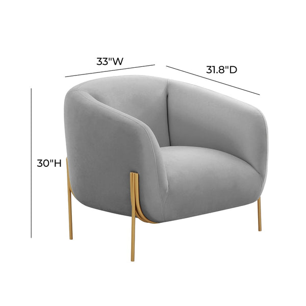 TOV Furniture Kandra Upholstered Accent Chair – Chic Modern Glamour with Plush Comfort and Elegant Gold Legs Grey TOV-IHS68628