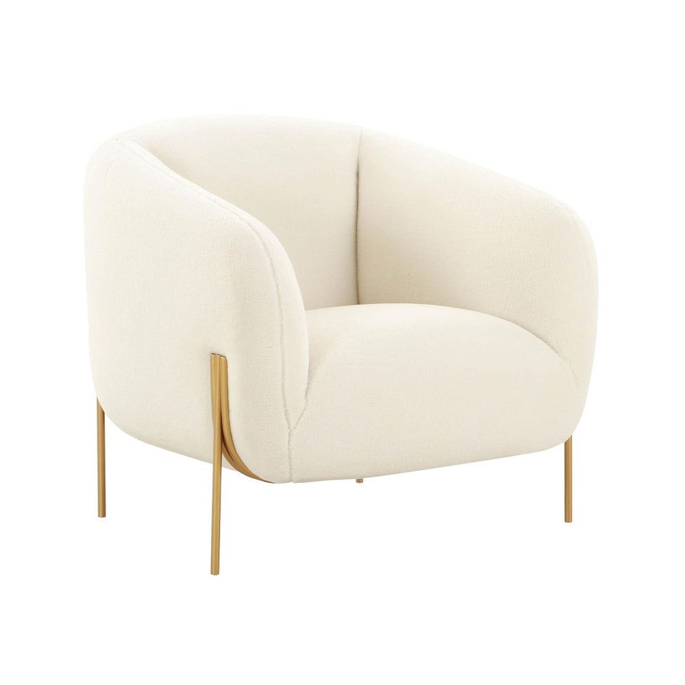 TOV Furniture Kandra Cream Shearling Accent Chair - Cozy Modern Design with Matte Gold Legs for Stylish Interiors TOV-IHS68629