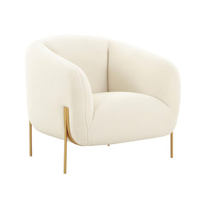 TOV Furniture Kandra Cream Shearling Accent Chair - Cozy Modern Design with Matte Gold Legs for Stylish Interiors TOV-IHS68629