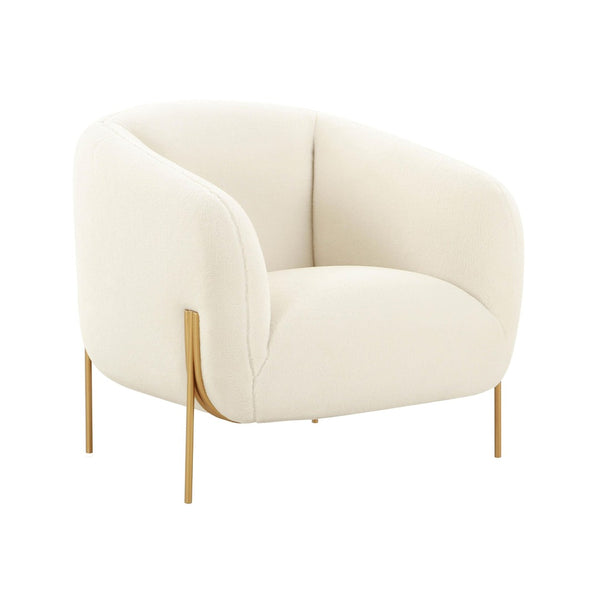TOV Furniture Kandra Cream Shearling Accent Chair - Cozy Modern Design with Matte Gold Legs for Stylish Interiors TOV-IHS68629
