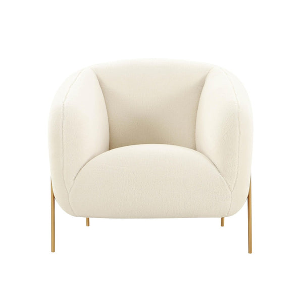 TOV Furniture Kandra Cream Shearling Accent Chair - Cozy Modern Design with Matte Gold Legs for Stylish Interiors TOV-IHS68629