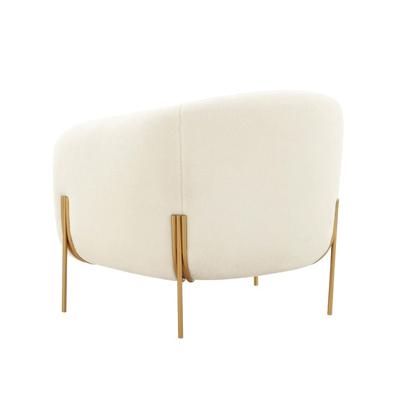 TOV Furniture Kandra Cream Shearling Accent Chair - Cozy Modern Design with Matte Gold Legs for Stylish Interiors TOV-IHS68629