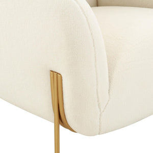 TOV Furniture Kandra Cream Shearling Accent Chair - Cozy Modern Design with Matte Gold Legs for Stylish Interiors TOV-IHS68629