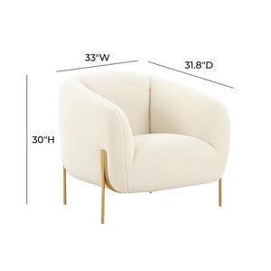 TOV Furniture Kandra Cream Shearling Accent Chair - Cozy Modern Design with Matte Gold Legs for Stylish Interiors TOV-IHS68629