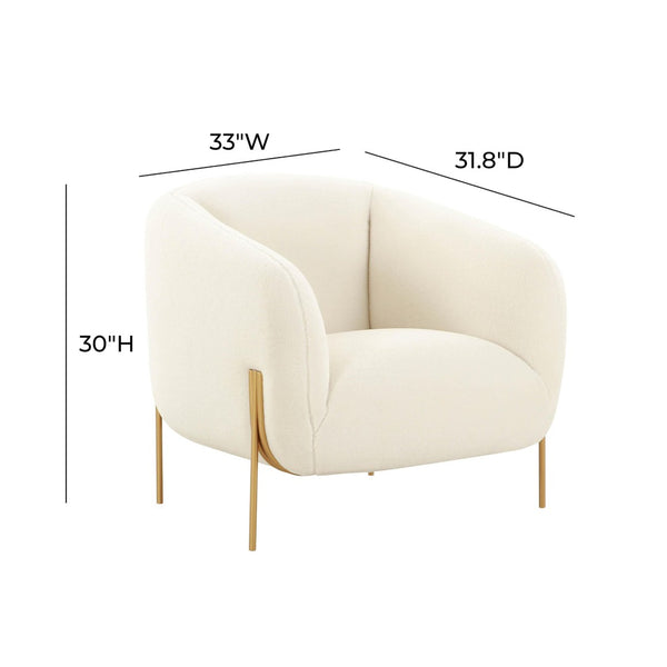 TOV Furniture Kandra Cream Shearling Accent Chair - Cozy Modern Design with Matte Gold Legs for Stylish Interiors TOV-IHS68629