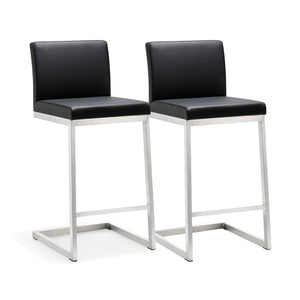 TOV Furniture Parma Performance Vegan Leather Counter Stool Set of 2 – Stylish Comfort for Modern Spaces Black TOV-K3604
