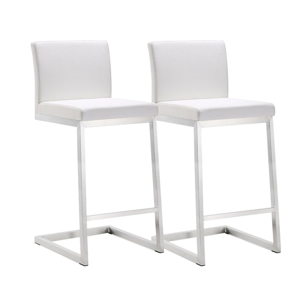 TOV Furniture Parma Performance Vegan Leather Counter Stool Set of 2 – Stylish Comfort for Modern Spaces White TOV-K3605