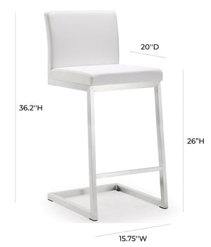 TOV Furniture Parma Performance Vegan Leather Counter Stool Set of 2 – Stylish Comfort for Modern Spaces White TOV-K3605