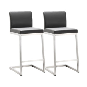 TOV Furniture Parma Performance Vegan Leather Counter Stool Set of 2 – Stylish Comfort for Modern Spaces Grey TOV-K3606