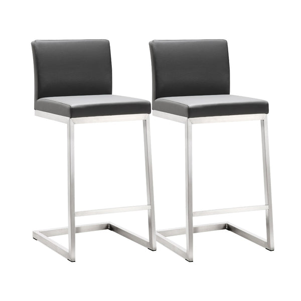 TOV Furniture Parma Performance Vegan Leather Counter Stool Set of 2 – Stylish Comfort for Modern Spaces Grey TOV-K3606