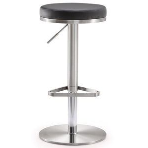 TOV Furniture Fano Performance Vegan Leather Adjustable Barstool with 360° Swivel and Stainless Steel Frame Black TOV-K3613