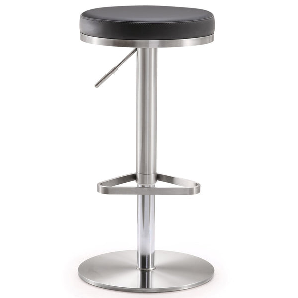 TOV Furniture Fano Performance Vegan Leather Adjustable Barstool with 360° Swivel and Stainless Steel Frame Black TOV-K3613