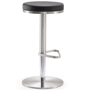 TOV Furniture Fano Performance Vegan Leather Adjustable Barstool with 360° Swivel and Stainless Steel Frame Black TOV-K3613