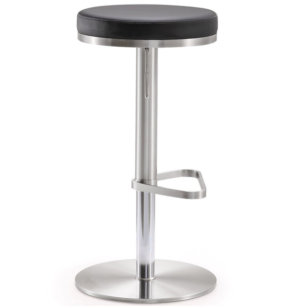 TOV Furniture Fano Performance Vegan Leather Adjustable Barstool with 360° Swivel and Stainless Steel Frame Black TOV-K3613