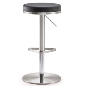 TOV Furniture Fano Performance Vegan Leather Adjustable Barstool with 360° Swivel and Stainless Steel Frame Black TOV-K3613