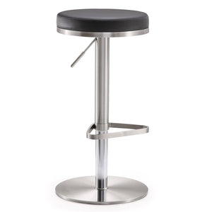 TOV Furniture Fano Performance Vegan Leather Adjustable Barstool with 360° Swivel and Stainless Steel Frame Black TOV-K3613