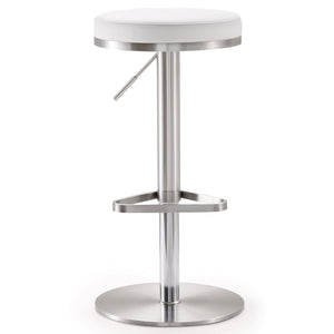 TOV Furniture Fano Performance Vegan Leather Adjustable Barstool with 360° Swivel and Stainless Steel Frame White TOV-K3614