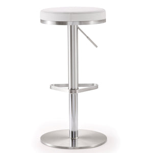 TOV Furniture Fano Performance Vegan Leather Adjustable Barstool with 360° Swivel and Stainless Steel Frame White TOV-K3614