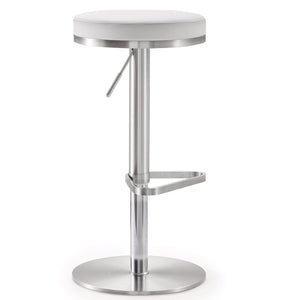 TOV Furniture Fano Performance Vegan Leather Adjustable Barstool with 360° Swivel and Stainless Steel Frame White TOV-K3614