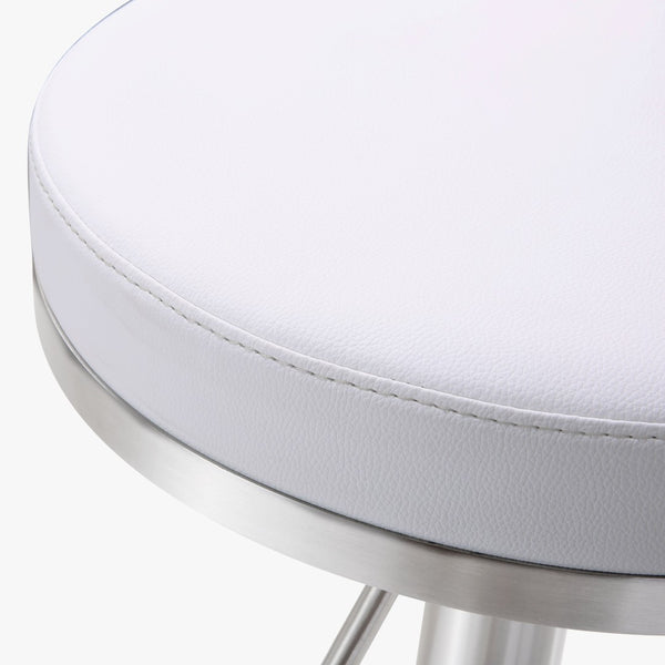 TOV Furniture Fano Performance Vegan Leather Adjustable Barstool with 360° Swivel and Stainless Steel Frame White TOV-K3614