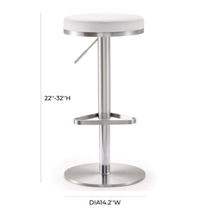 TOV Furniture Fano Performance Vegan Leather Adjustable Barstool with 360° Swivel and Stainless Steel Frame White TOV-K3614