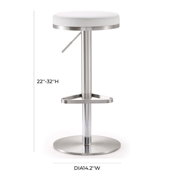 TOV Furniture Fano Performance Vegan Leather Adjustable Barstool with 360° Swivel and Stainless Steel Frame White TOV-K3614