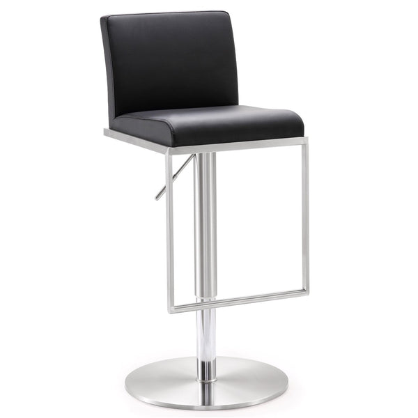 TOV Furniture Amalfi Performance Vegan Leather Adjustable Stool - Stylish Swivel Seating for Modern Spaces Black TOV-K3615