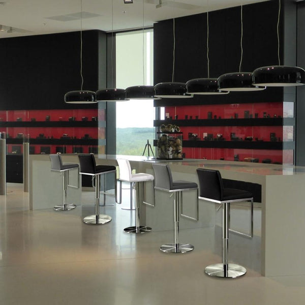 TOV Furniture Amalfi Performance Vegan Leather Adjustable Stool - Stylish Swivel Seating for Modern Spaces Black TOV-K3615