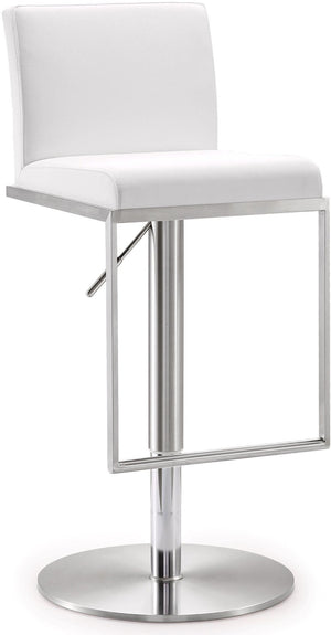 TOV Furniture Amalfi Performance Vegan Leather Adjustable Stool - Stylish Swivel Seating for Modern Spaces White TOV-K3617