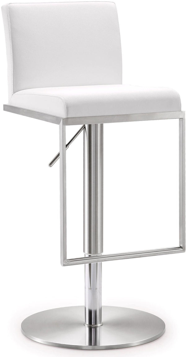 TOV Furniture Amalfi Performance Vegan Leather Adjustable Stool - Stylish Swivel Seating for Modern Spaces White TOV-K3617
