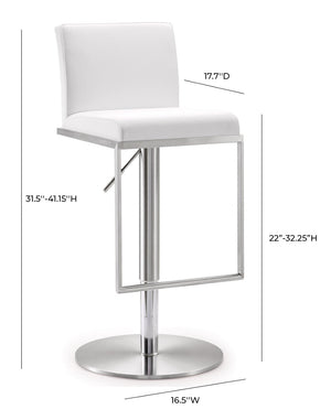TOV Furniture Amalfi Performance Vegan Leather Adjustable Stool - Stylish Swivel Seating for Modern Spaces White TOV-K3617