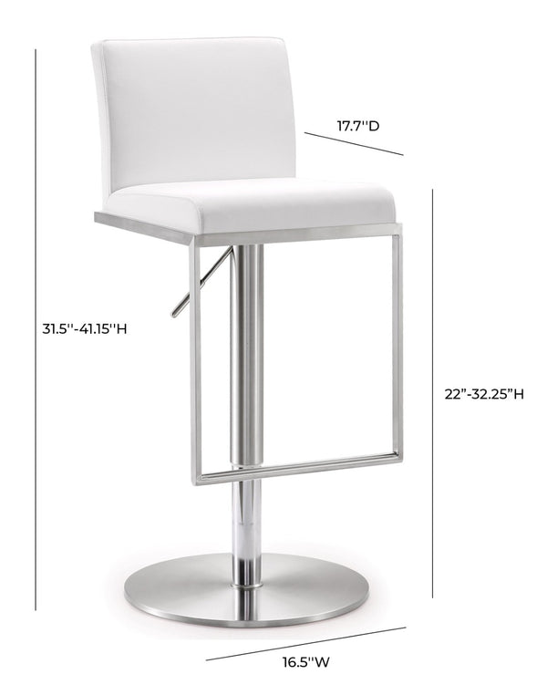 TOV Furniture Amalfi Performance Vegan Leather Adjustable Stool - Stylish Swivel Seating for Modern Spaces White TOV-K3617