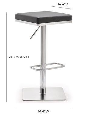 TOV Furniture Bari Adjustable Vegan Leather Stool with 360° Swivel, Stainless Steel Frame, Ideal for Modern Spaces TOV-K3621