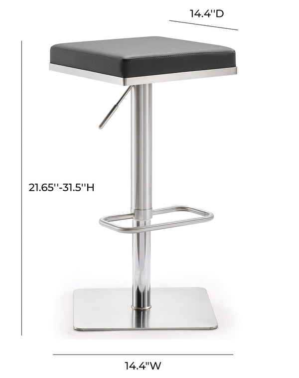 TOV Furniture Bari Adjustable Vegan Leather Stool with 360° Swivel, Stainless Steel Frame, Ideal for Modern Spaces TOV-K3621