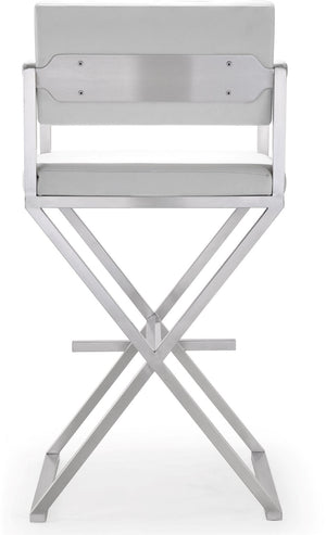 TOV Furniture Director Performance Vegan Leather Stool – Stylish Comfort with Stainless Steel X-Base for Any Space White / Bar Height TOV-K3626