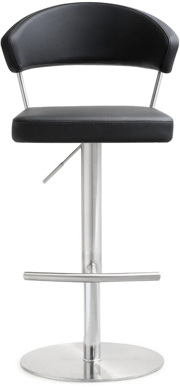 TOV Furniture Cosmo Adjustable Stool - Stylish Vegan Leather with Stainless Steel Frame for Modern Spaces Black TOV-K3627