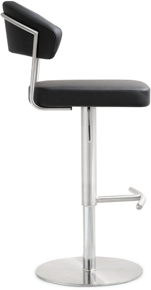 TOV Furniture Cosmo Adjustable Stool - Stylish Vegan Leather with Stainless Steel Frame for Modern Spaces Black TOV-K3627
