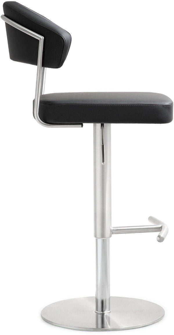 TOV Furniture Cosmo Adjustable Stool - Stylish Vegan Leather with Stainless Steel Frame for Modern Spaces Black TOV-K3627
