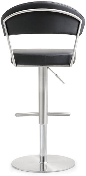 TOV Furniture Cosmo Adjustable Stool - Stylish Vegan Leather with Stainless Steel Frame for Modern Spaces Black TOV-K3627