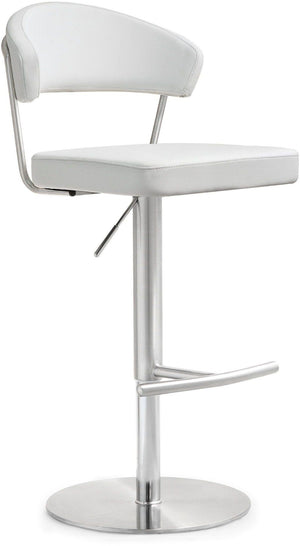 TOV Furniture Cosmo Adjustable Stool - Stylish Vegan Leather with Stainless Steel Frame for Modern Spaces White TOV-K3628