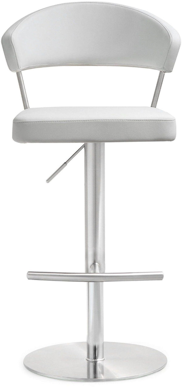 TOV Furniture Cosmo Adjustable Stool - Stylish Vegan Leather with Stainless Steel Frame for Modern Spaces White TOV-K3628