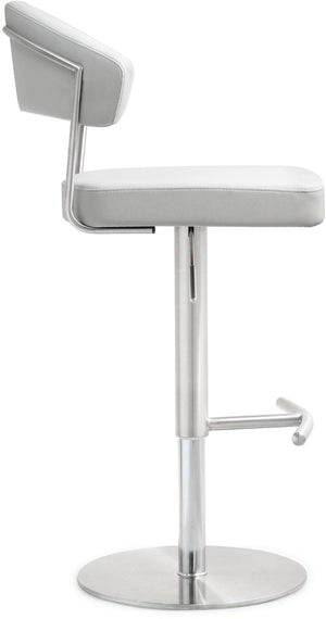 TOV Furniture Cosmo Adjustable Stool - Stylish Vegan Leather with Stainless Steel Frame for Modern Spaces White TOV-K3628