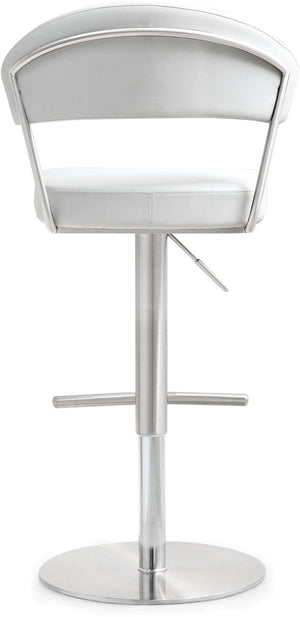 TOV Furniture Cosmo Adjustable Stool - Stylish Vegan Leather with Stainless Steel Frame for Modern Spaces White TOV-K3628