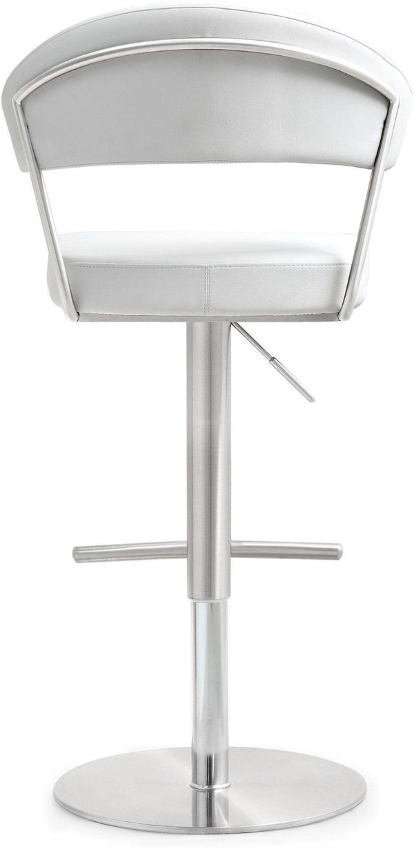 TOV Furniture Cosmo Adjustable Stool - Stylish Vegan Leather with Stainless Steel Frame for Modern Spaces White TOV-K3628