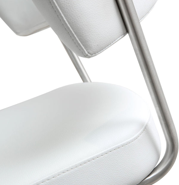 TOV Furniture Cosmo Adjustable Stool - Stylish Vegan Leather with Stainless Steel Frame for Modern Spaces White TOV-K3628