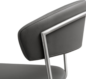 TOV Furniture Cosmo Adjustable Stool - Stylish Vegan Leather with Stainless Steel Frame for Modern Spaces Grey TOV-K3629