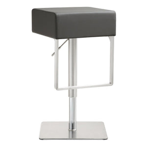 TOV Furniture Seville Vegan Leather Adjustable Stool – Modern Design, 360° Swivel, Perfect for Home or Bar Use Grey TOV-K3632