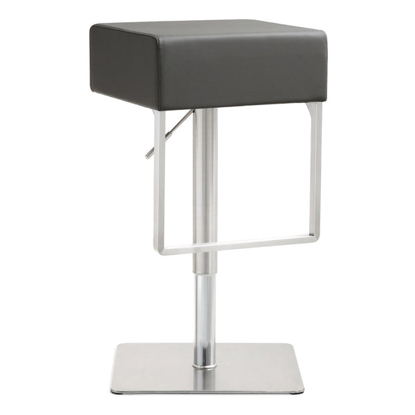 TOV Furniture Seville Vegan Leather Adjustable Stool – Modern Design, 360° Swivel, Perfect for Home or Bar Use Grey TOV-K3632