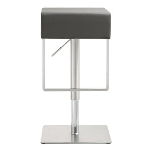 TOV Furniture Seville Vegan Leather Adjustable Stool – Modern Design, 360° Swivel, Perfect for Home or Bar Use Grey TOV-K3632
